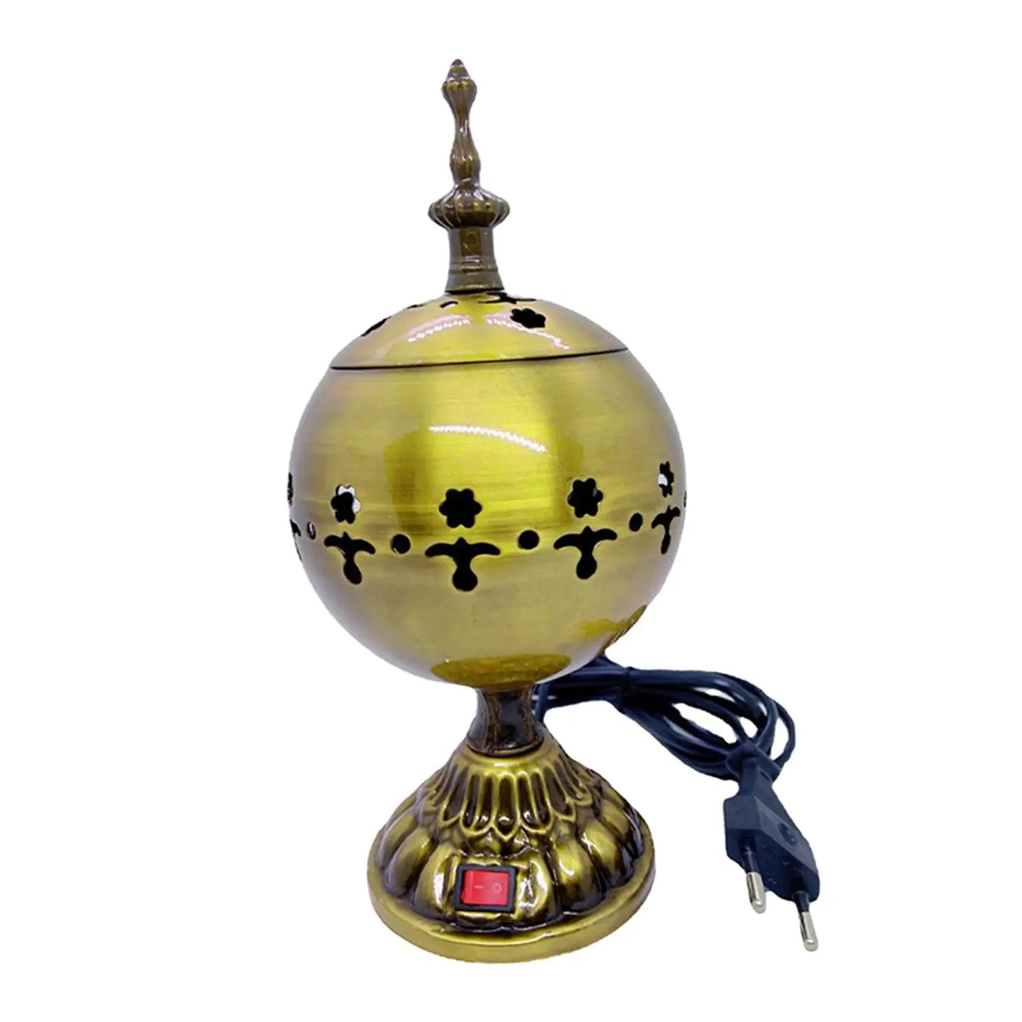 EU Plug Electric Incense Burner Mubkhara Zen Arabian Sandalwood Censer Incense Diffuser for Yoga SPA Decor Ornament Home 12/13cm Olive green A