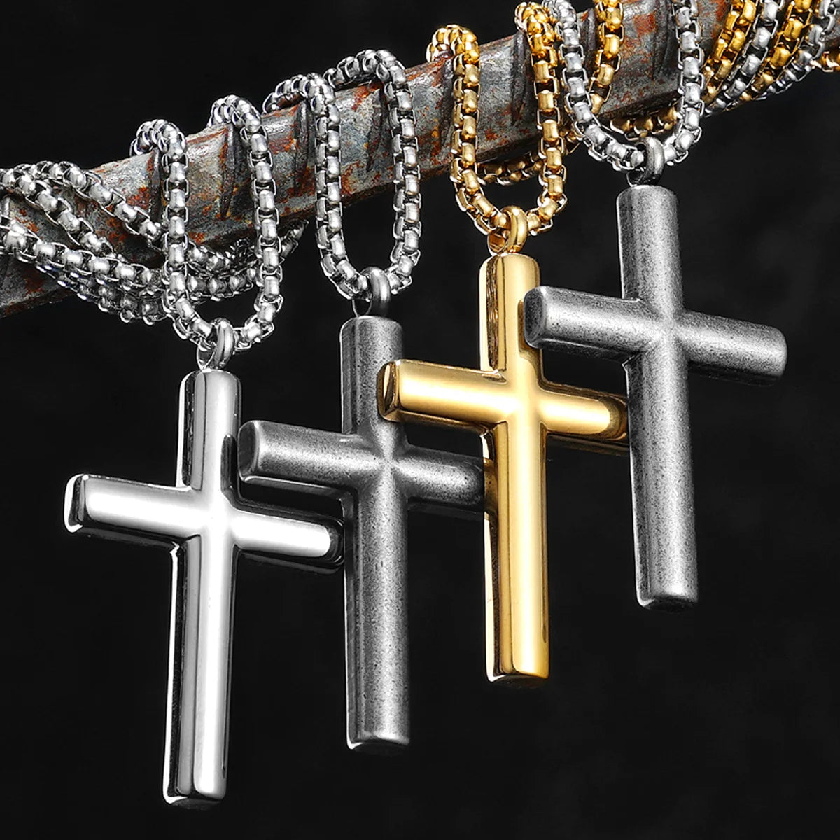 Minimalism Retro Cross Amulet Stainless Steel Men Necklaces Pendant Chain Punk Women Fashion Jewelry Gift Wholesale Dropshiping
