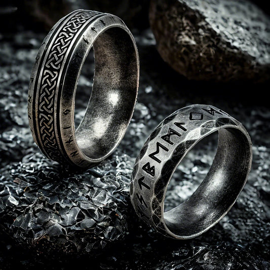 YILUOCD Stainless Steel Viking Runes Ring for Men Women Vintage Nordic Celtic Knot Rings Odin Letter Amulet Jewelry Wholesale