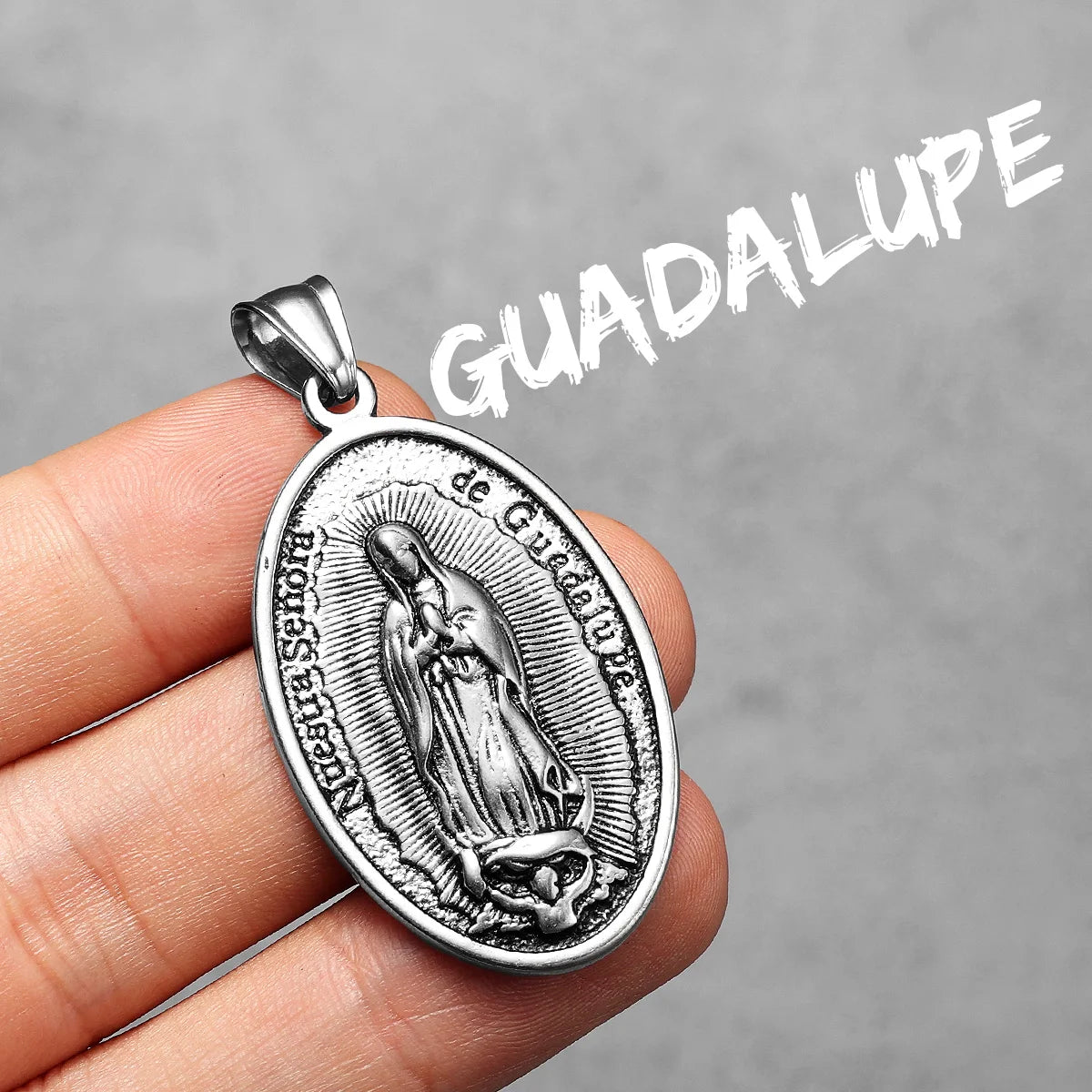 Catholic Guadalupe Powerful Amulet Rose Stainless Steel Men Necklaces Pendant Chain Vintage For Women Jewelry Gifts Wholesale