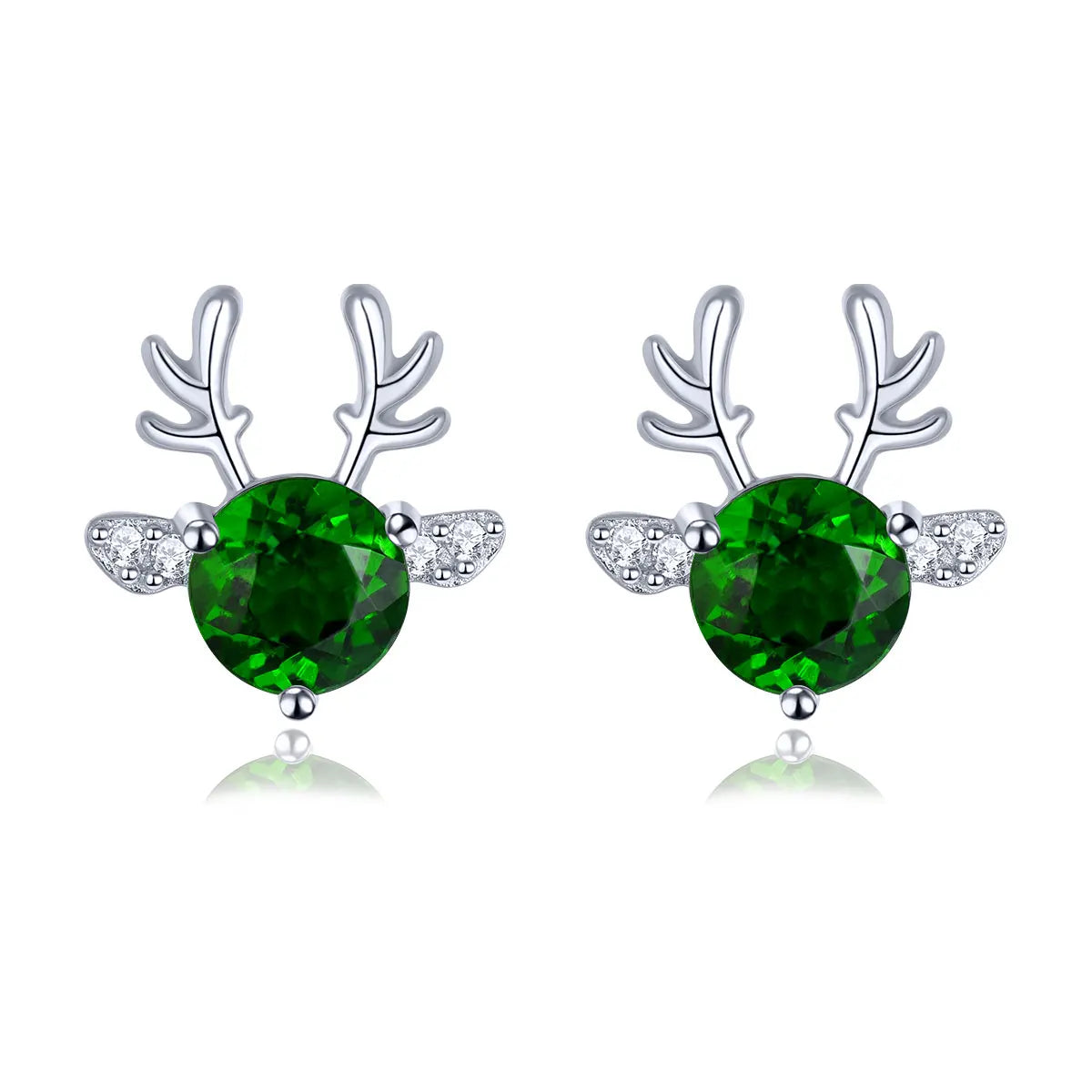 Natural Chrome Diopside Sterling Silver Stud Earring Lovely Christmas Style Fine Jewelrys 1.2 Carats Genuine Gemstone S925 Natural Diopside