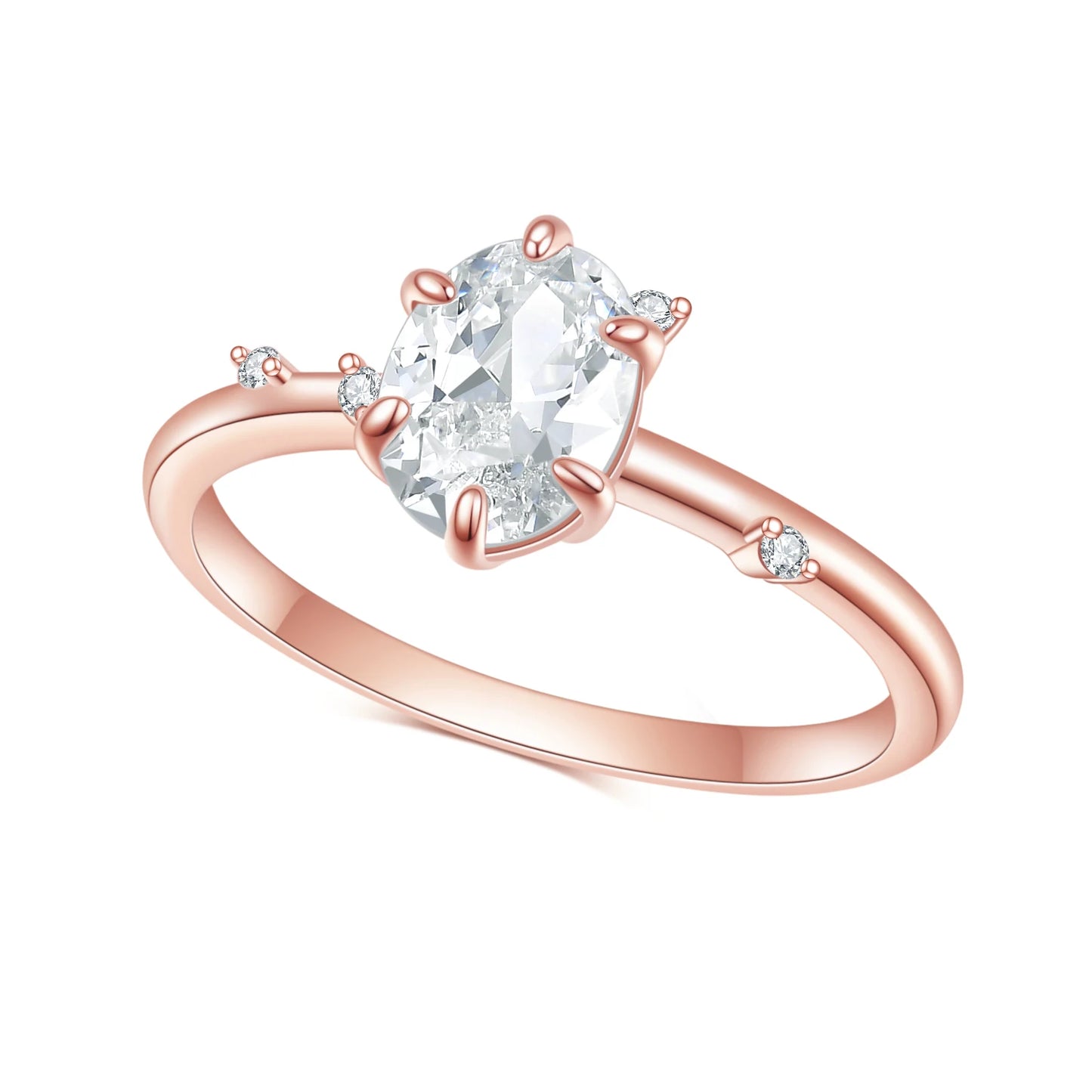 GEM'S BALLET Gold Color 925 Sterling Silver Handmade Ring 1.5TC Oval Cut Colorless Moissanite Engagement Dainty Ring For Women 925 Sterling Silver Rose Gold