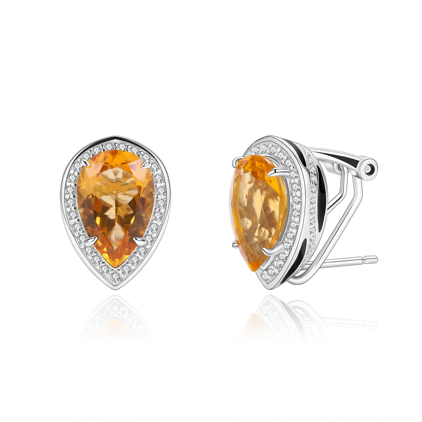 GEM'S BALLET Tiger Element Earrings Pear Shape 8x12mm Lab Blue Sapphire Stud Earrings in 925 Sterling Silver Gift For Her