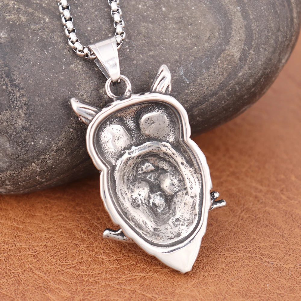Gothic Owl Men's Pendant Popular Charm Stainless Steel Neckalce Personality Creative Halloween Gifts Punk Hip Hop Party Jewelry