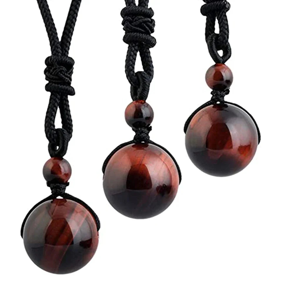 Healing Crystals Necklace Natural Tiger Eye Amethyst Lucky Blessing Protection Chakra Beads Stone Pendant for Women Men