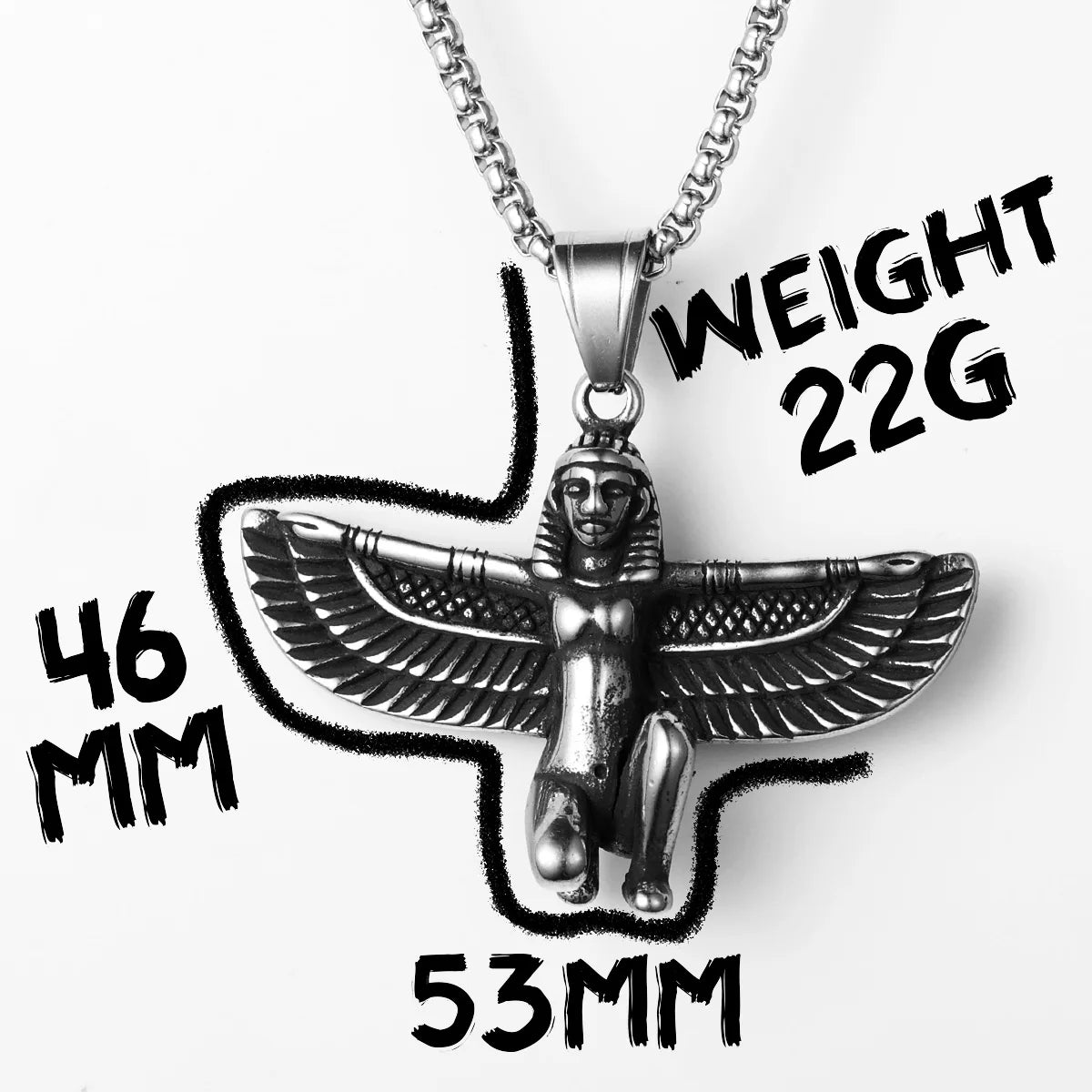 Egyptian Pharaoh Eagle Wing Stainless Steel Men Necklaces Pendant Chain Powerful Amulet Vintage For Women Jewelry Gift Wholesale
