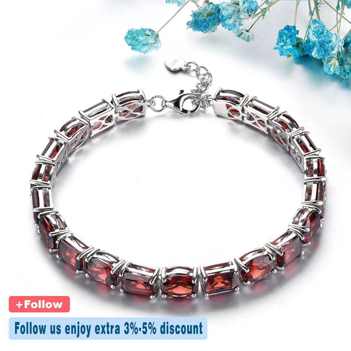 Natural Red Garnet Sterling Silver Bracelet 38.5 Carats Genuine Gemstone Luxury Gorgerous Fine Jewelrys S925 Anniversary Gifts