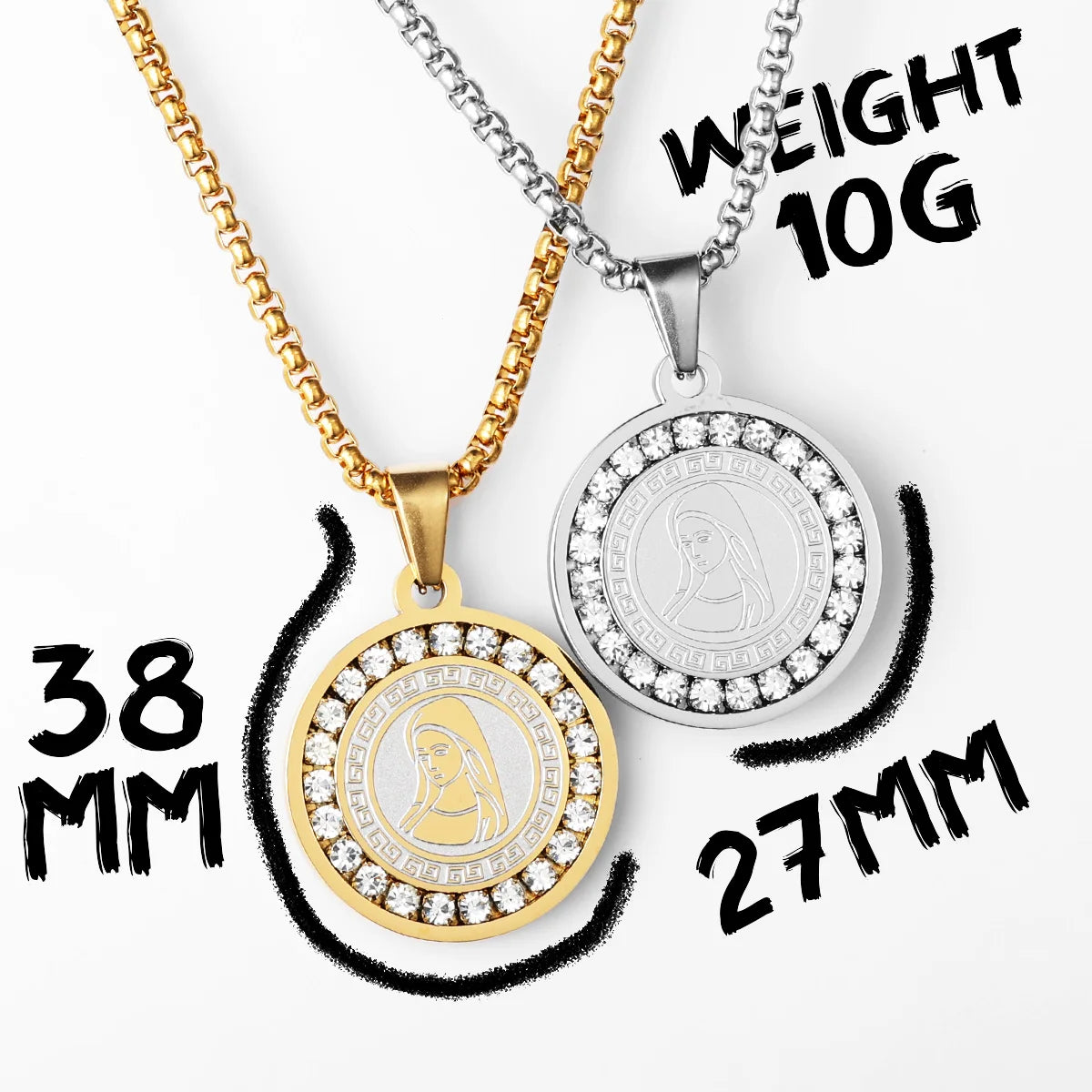 Aesthetic Virgin Mary Stainless Steel Zircon Men Necklace Pendant Chain Powerful Amulet Luxury For Women Jewelry Gifts Wholesale
