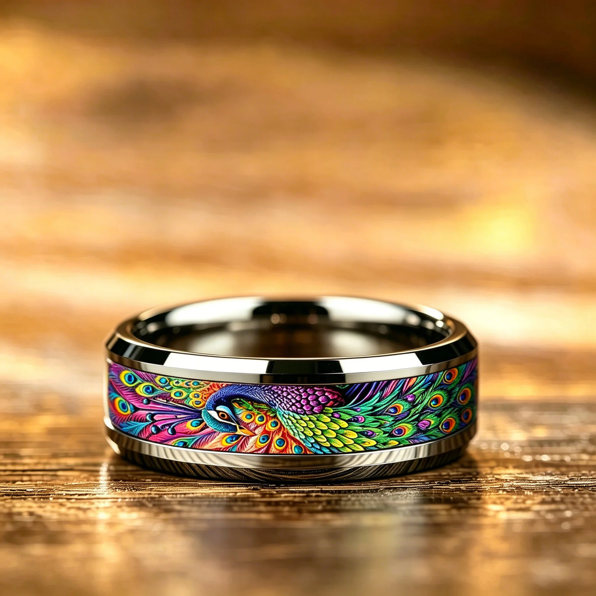 Bohemian Ring Exquisite Peacock Feather Pattern Stainless Steel Rings for Women Men Wedding Band Jewelry Gift Wholesale