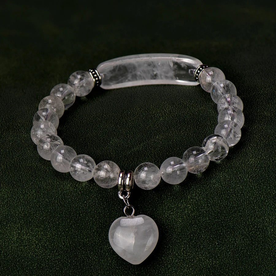 Natural Stone Crystal Bracelets Strand Heart Italian Charm Beaded Matching Love Moonstone Jade Summer For Women Jewelry Gift CYSL24H