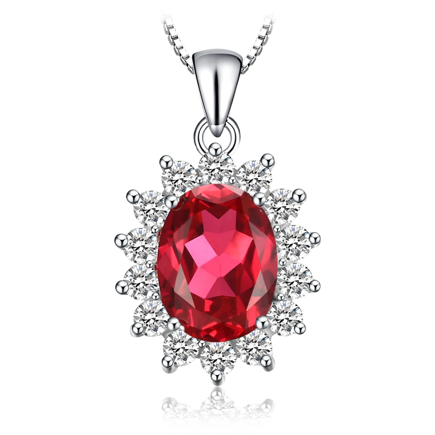 JewelryPalace Princess Diana Created Blue Sapphire Ruby Simulated Emerald 925 Sterling Silver Pendant Necklace Women No Chain Created Ruby 925 Sterling Silver