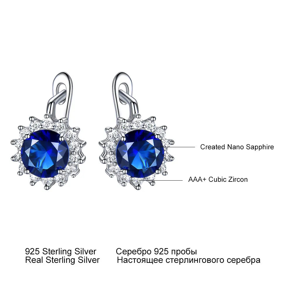UMCHO 925 Sterling Silver Earrings Fine Jewelry Created Blue Nano Sapphire Unique Clip On Earrings For Women Elegant Statement