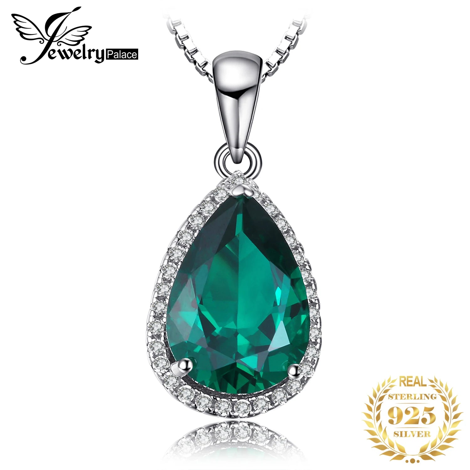 JewelryPalace 3.7ct Simulated Nano Emerald 925 Sterling Silver Pendant Necklace for Woman Gemstone Anniversary Gift No Chain CHINA