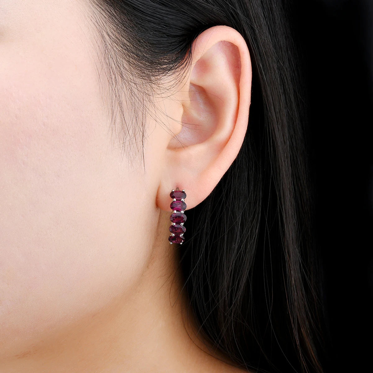 Natural Rhodolite Garnet Sterling Silver Clip Earring 6 Carats Genuine Rose Garnet Women Classic Romantic S925 Fine Jewelrys