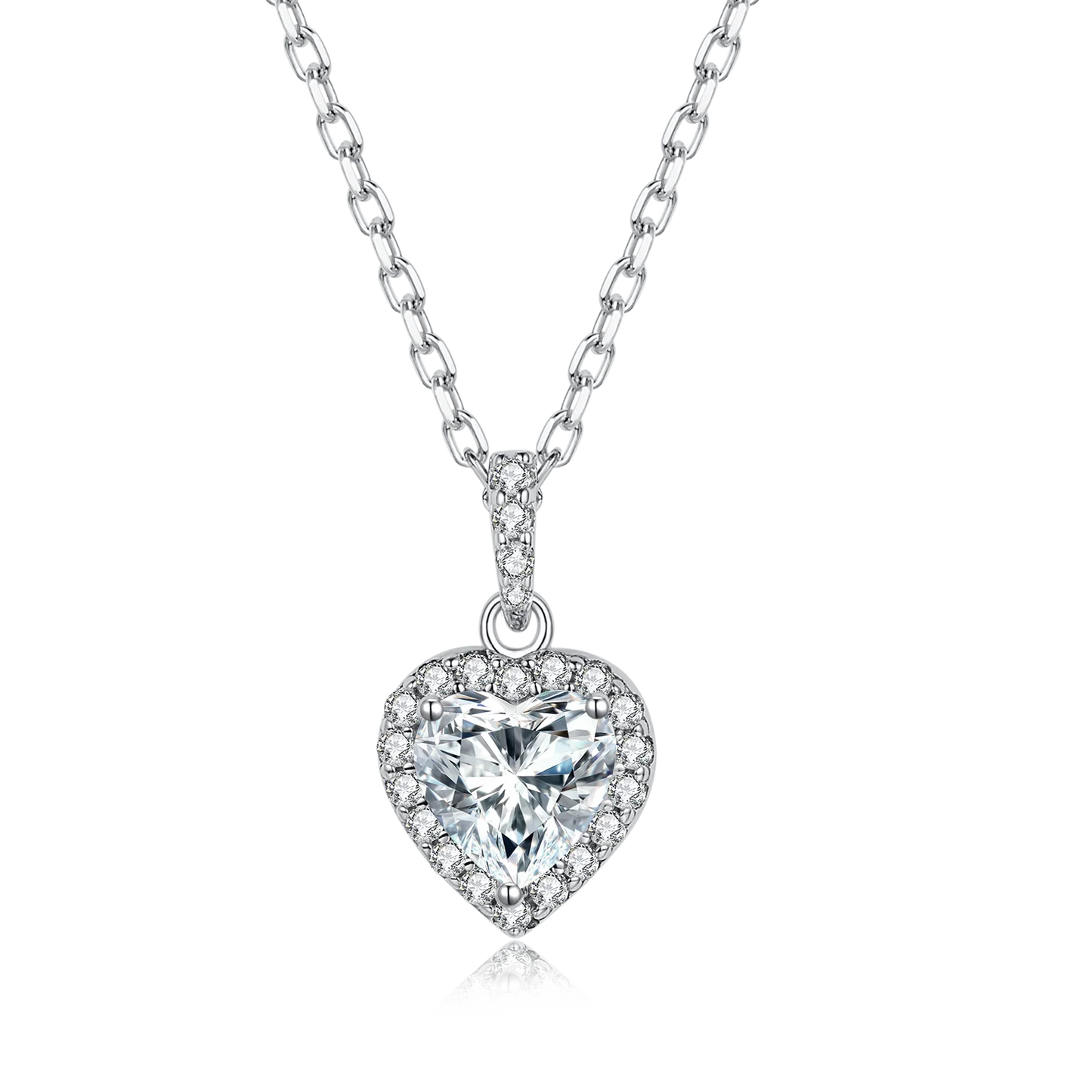 GEM'S BALLET 1.0ct D Color VVS1 Moissanite Halo Set Lovely Wedding Pendant Necklace in 925 Sterling Silver Gift For Her HL02O 925 Sterling Silver 45cm | CHINA