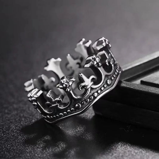 New Classic Vintage Crown King Ring Men's Fashion Punk Minimalist Biker Ring Mens Womens Street Niche Creative Party Accessories