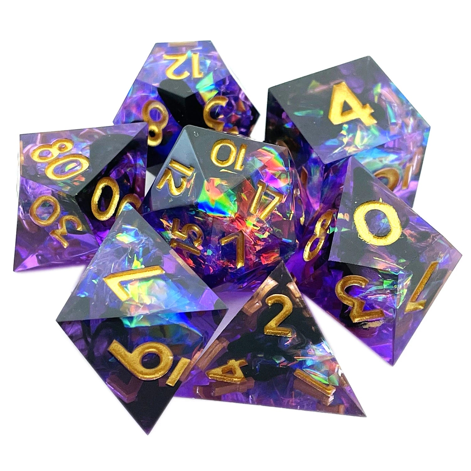 2023 Resin Dice 7PCs Dnd Set Solid Polyhedral D&D Dice DND For Role Playing Rpg Rol Pathfinder Board Game Dragon Scale Gifts