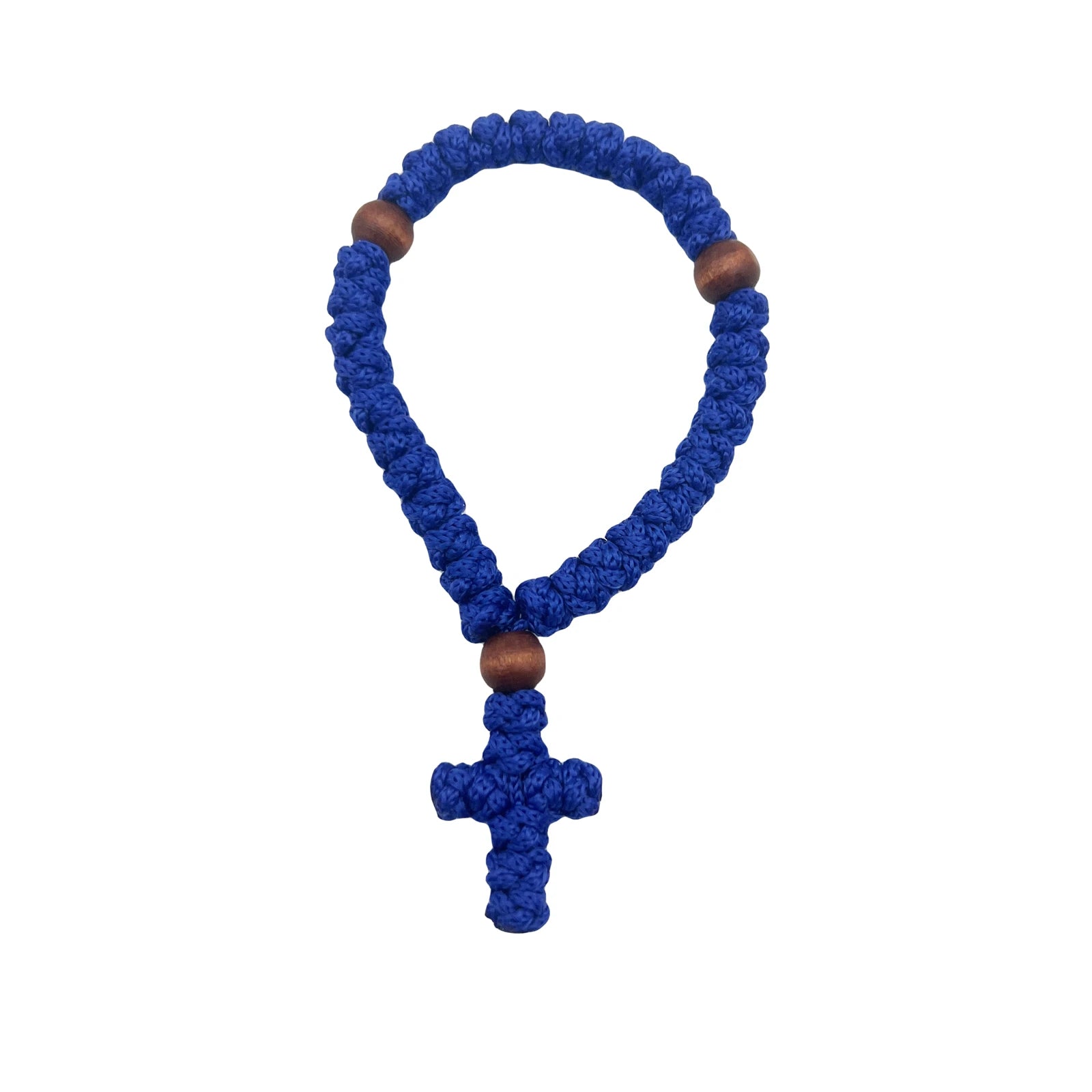 1Pc Handmade Christian 33 knot Orthodox Greek Omboskoini Prayer Rope Protection Blessing Cross Charm Tassel Car Hanging Charm Blue