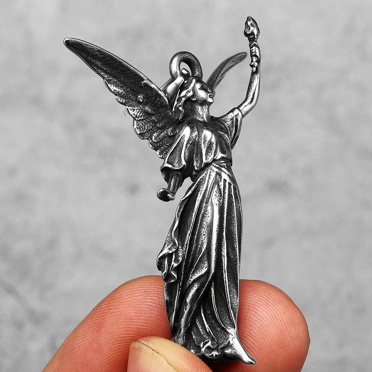 Angel Statue of Liberty Stainless Steel Men Necklaces Pendant Chain Powerful Amulet Vintage for Women Jewelry Gifts Wholesale