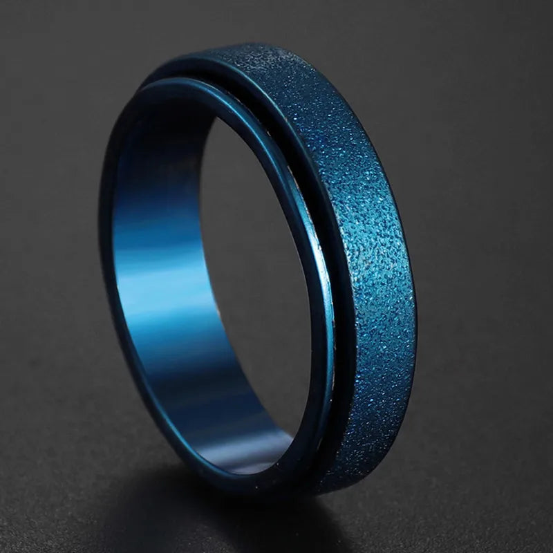 Fashion New 8mm Simple Men Ring Smooth Stainless Steel Blue Charms Rings Women's Couple Jewelry Gift Dropshipping