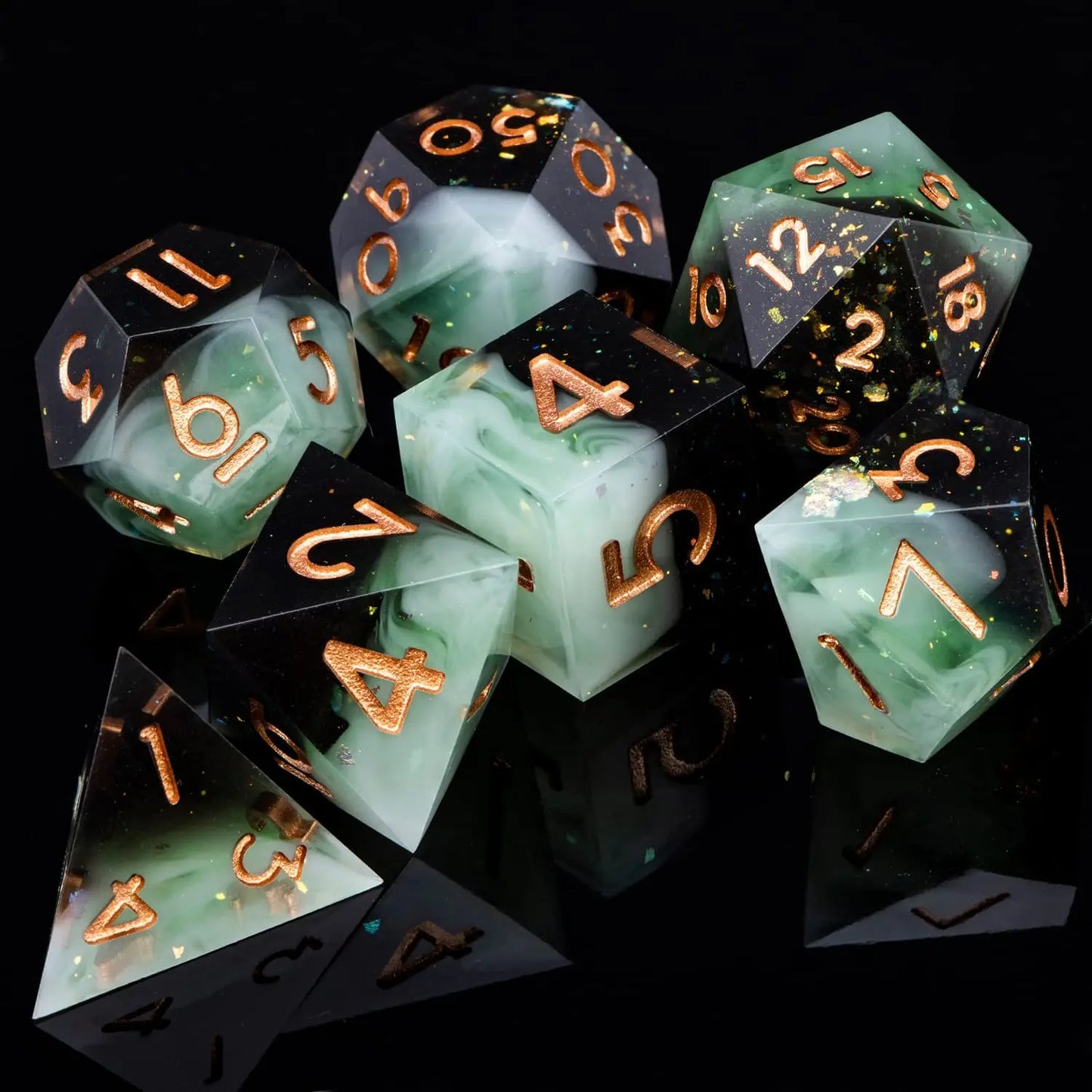 Dnd Sharp Edge Flower Handmade D20 RPG Polyhedral D and D Resin Dice Set For Dungeon and Dragon Pathfinder D6 Table Role Playing SZ-05