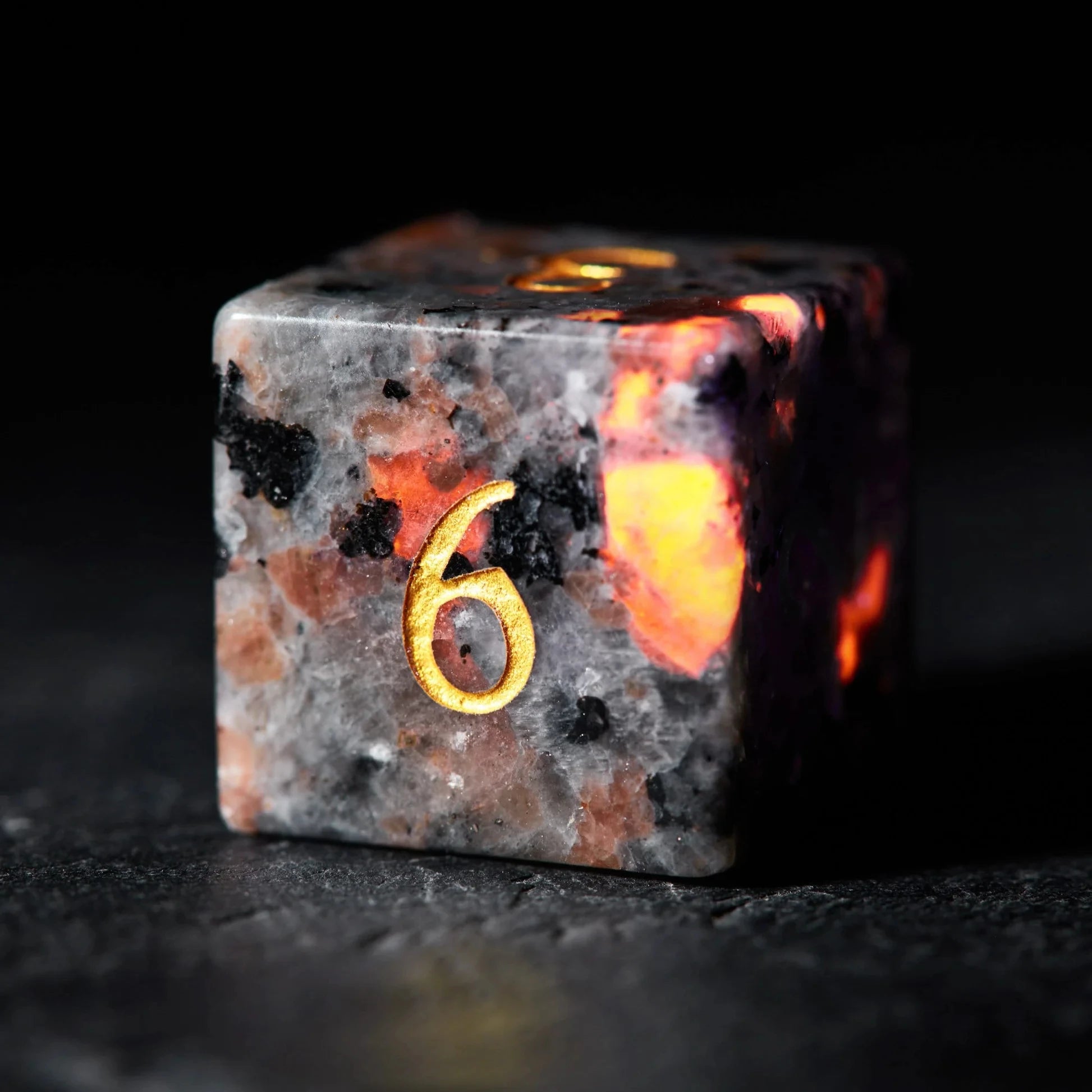 7pcs DND Flame Stone Solid Resin Volcanic Rock Dice Set Multi-sided Polyhedral Dice for D&D Game COC Role Playing RPG Table