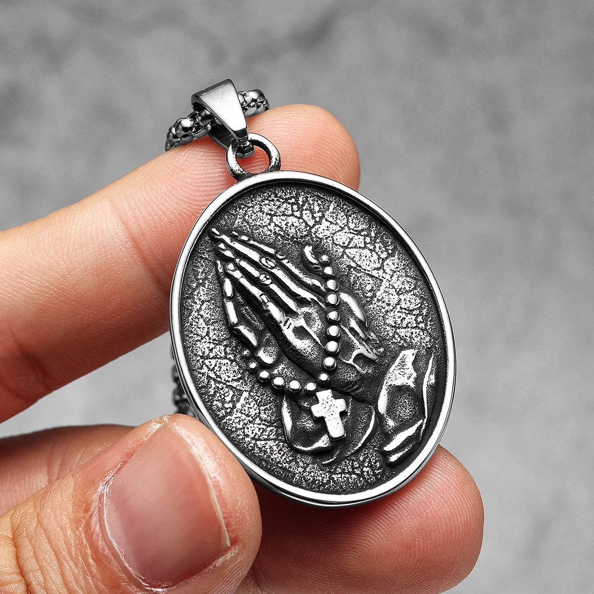 Cross Prayer Praying Hands Stainless Steel Men Necklaces Pendant Chain Punk for Women Fashion Jewelry Gift Wholesale Dropshiping