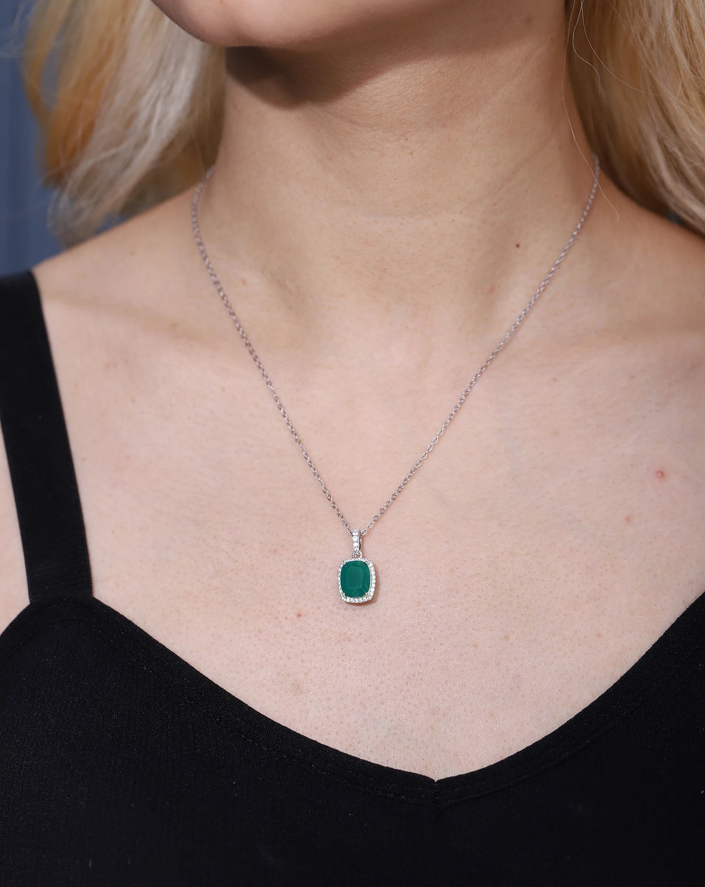 GEM'S BALLET 3.67Ct Natural Green Agate Gemstone Pendant Necklace For Women 925 Sterling Silver Fine Jewelry Drop Shipping