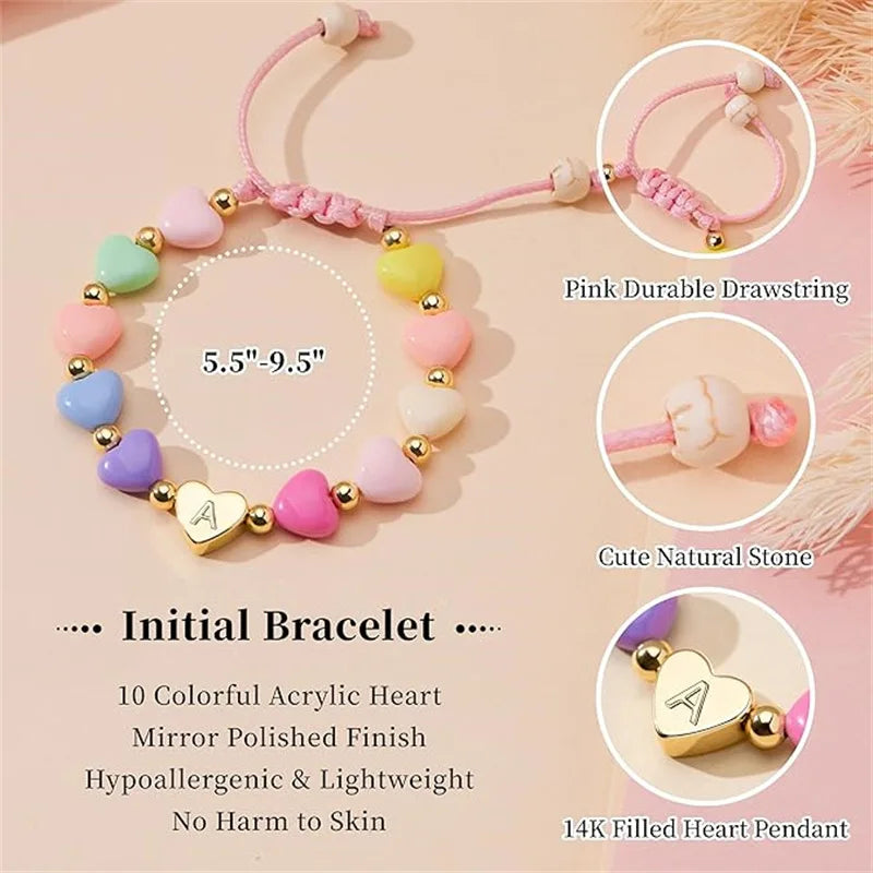 Easter Basket Stuffers for Teen Girls Kids Women,  Letter A-Z Charm Bracelet, Birthday Gifts for Ganddaughter, Sisters, Toddler