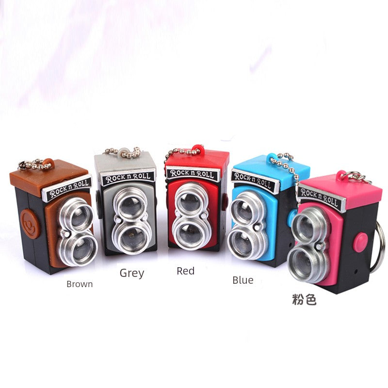 BS-034 Retro Camera Shape Pendant Sound Luminous Creative Gift Accessories SLR Camera Keychain