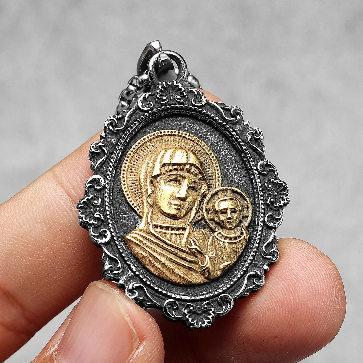 Virgin Mary Powerful Amulets Stainless Steel Men Necklaces Pendant Chain Punk Trendy For Women Fashion Jewelry Gifts Wholesale