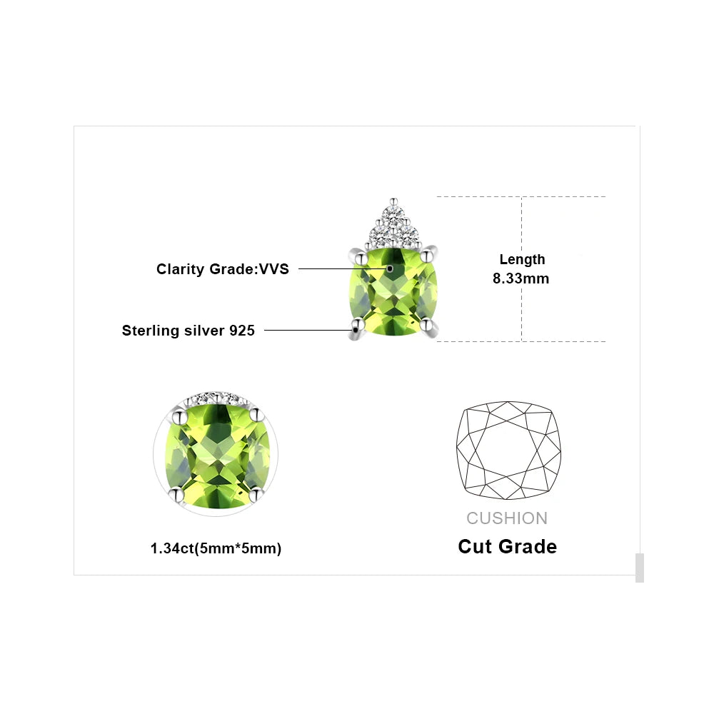 JewelryPalace 1.3ct Natural Peridot 925 Sterling Silver Stud Earrings for Women Fashion Green Gemstone Jewelry Birthday Gift