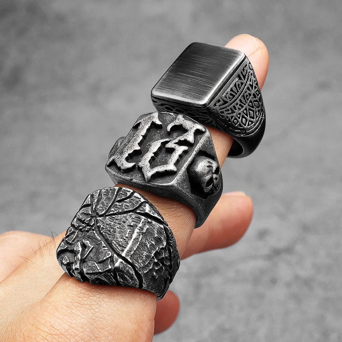 Retro Geometry Texture Men Rings Stainless Steel Women Fashion Jewelry Punk Trendy Luxury New In Accessories Gift Wholesale