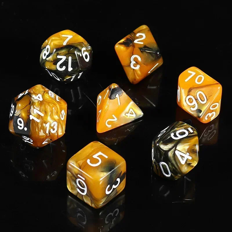 7 Pcs of Colorful Dice D20 D12 D10 D8 D6 D4 for DND Table Board Game Running Group Acrylic Digital Dice Set bkgdbz