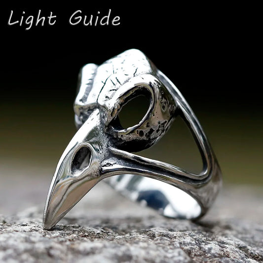 NEW Men's 316L stainless steel rings Vintage viking raven head RING for teens animal Jewelry Gift