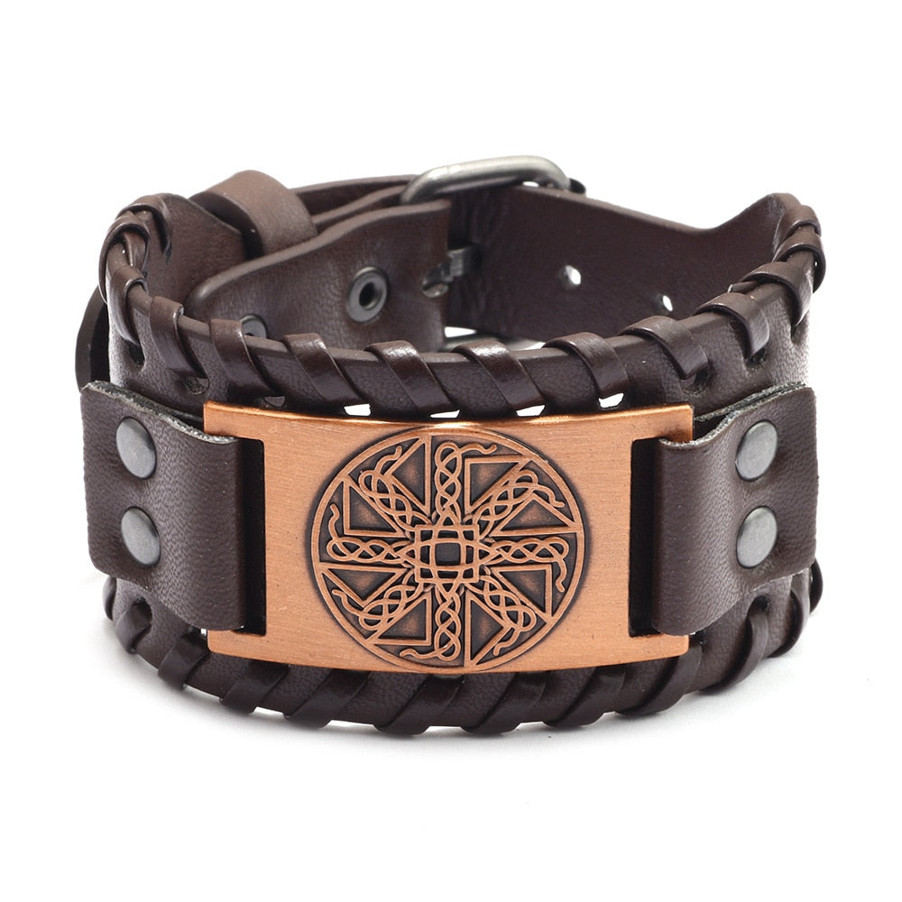 New Retro Wide Leather Pirate Compass Bracelet Men&#39;s Bracelet Celtic Viking Jewelry Compass Bracelet Accessories Party Gifts C 2 China