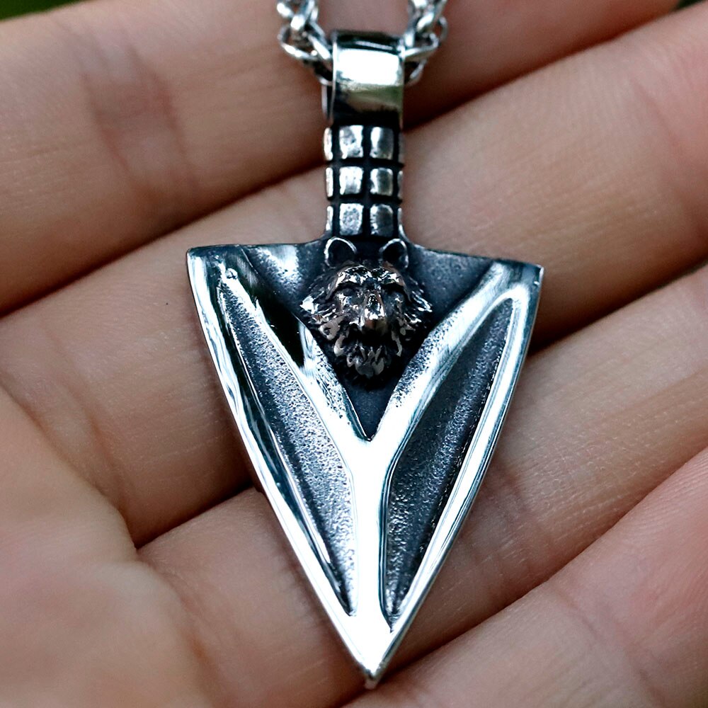 2022 New Fashion triangle Viking Wolf Head Heavy Pendant High Quality Stainless Steel Pendant For Men Women Movie Jewelry Gift