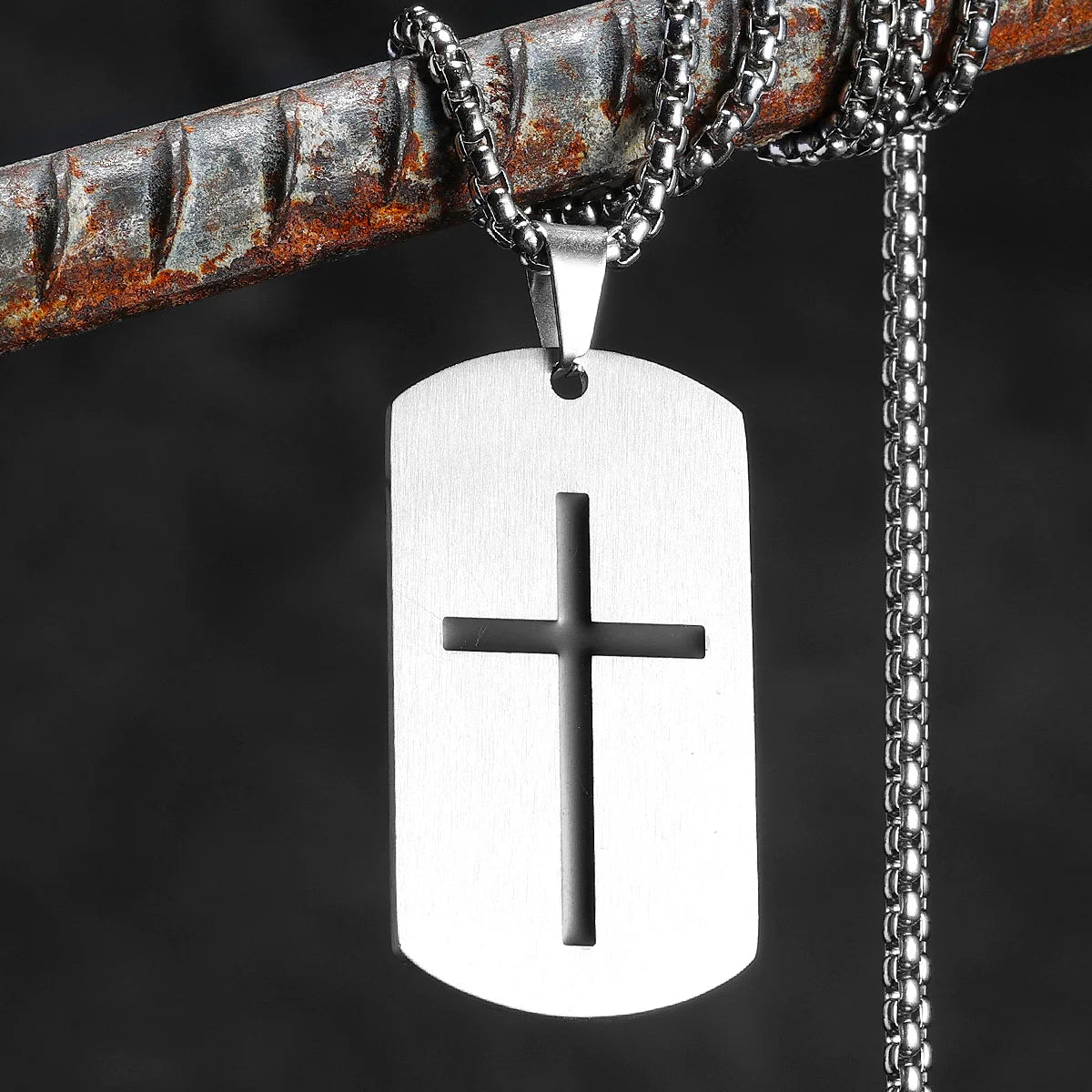 Cross Amulet Bible Tag Stainless Steel Men Necklaces Pendant Chain Punk For Women Fashion Jewelry Gifts Wholesale Dropshiping