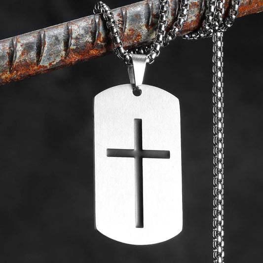 Cross Amulet Bible Tag Stainless Steel Men Necklaces Pendant Chain Punk For Women Fashion Jewelry Gifts Wholesale Dropshiping