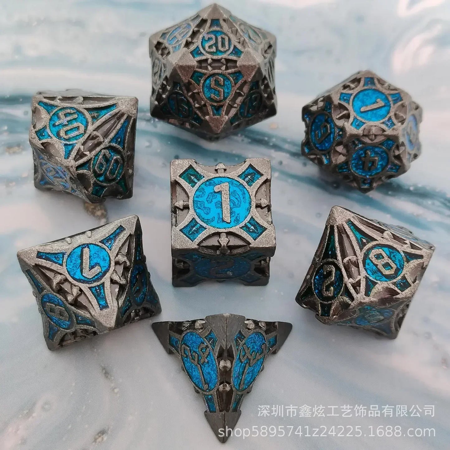 7Pcs Set Metal Dice Solid Polyhedral Number Dice Kit for DND Running Team RPG D4 D6 D8 D10 D12 D20 Table Board Game dnd Dice Set sbe