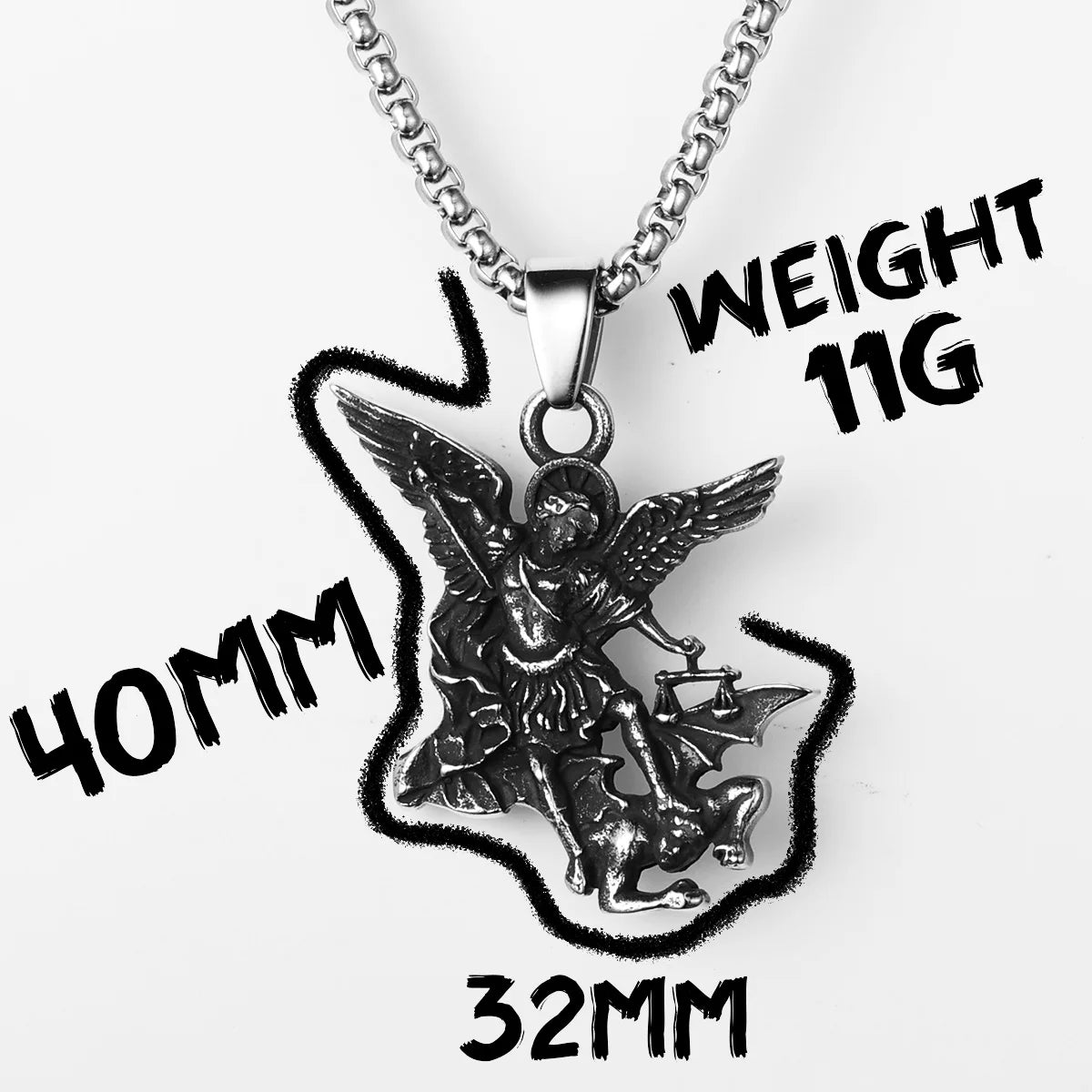 Angel St.Michael Satan Stainless Steel Men Necklaces Pendant Chain Powerful Amulet Vintage For Women Jewelry Gifts Wholesale