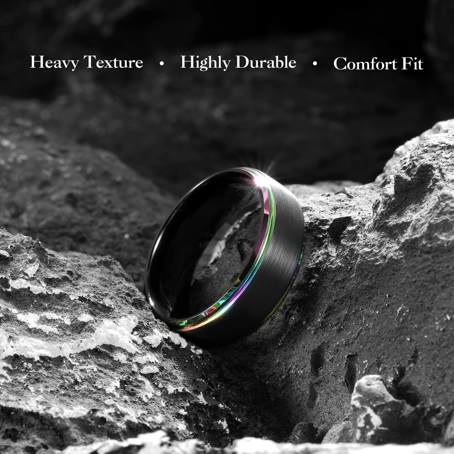Fashion 8mm Green Color Titanium Stainless Steel Rings for Men Women Black Brushed Men Promise Rings Wedding Party Jewelry Gifts