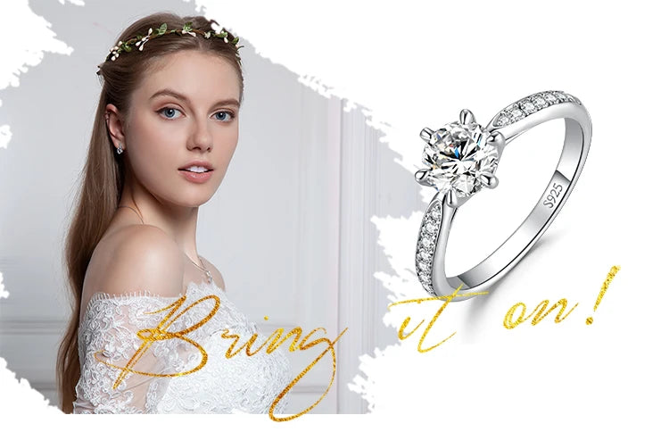 JewelryPalace 5A CZ Solitaire Classic Design 925 Sterling Silver Wedding Engagement Ring for Woman Anniversary Gift Fine Jewelry