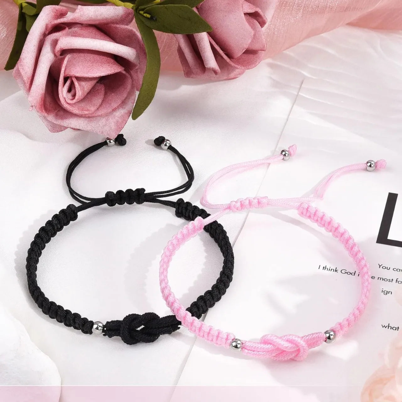 Pinky Promise Knot Couples Bracelets Anniversary Christmas Valentines I Love You Gifts for Boyfriend Girlfriend Women Men