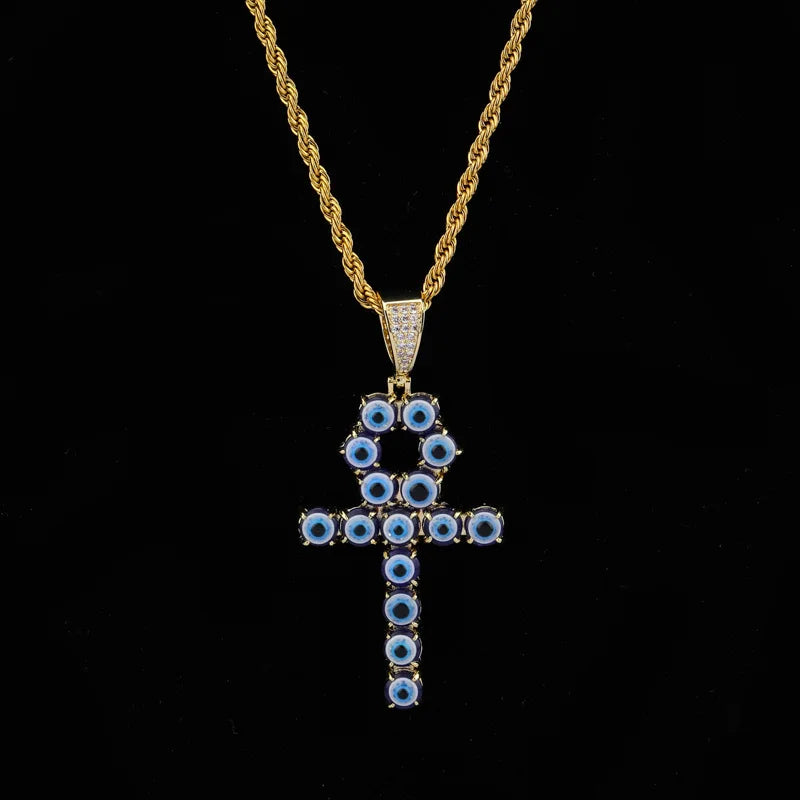 Creative Retro Ancient Egyptian Ankh Cross Pendant Necklace for Men Personalized Animal Totem Necklace Accessories Gift