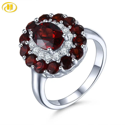 Hutang Natural Mozambique Garnet 925 Silver Ring Red Gemstone Solid 925 Sterling Silver Vintage Rings Fine Elegant Women Jewelry