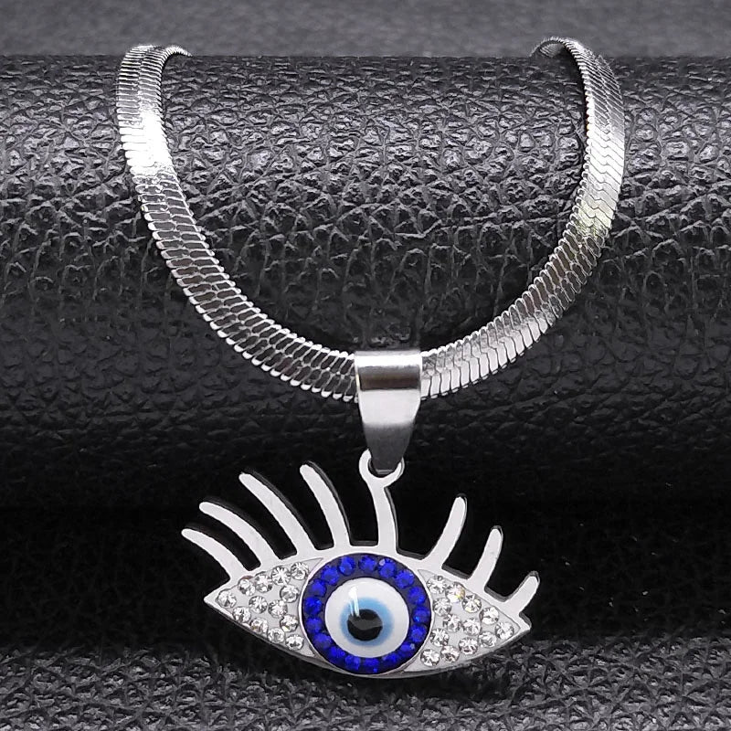 Vintage Crystal Evil Demon Eye Choker Necklaces for Women Stainless Steel Gold Plated Necklaces Jewelry Collares Mujeres N8239