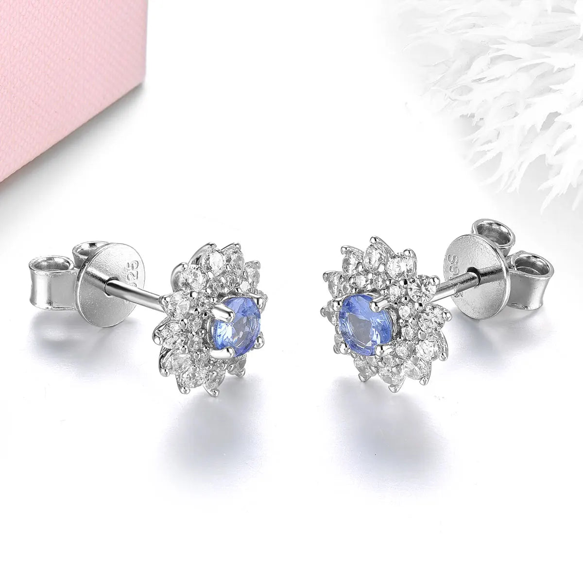 Natural Tanzanite Sterling Silver Stud Earring 0.36 Carats Genuine Light Purple-Blue Gemstone Women Daily Fine Jewelrys Gifts