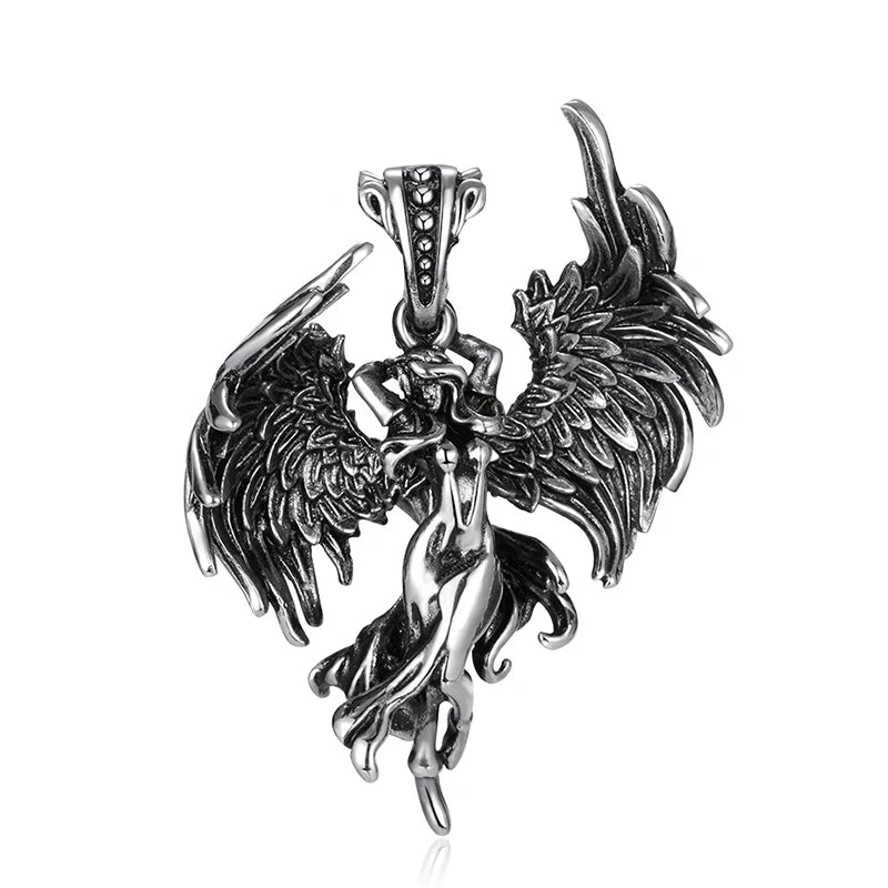 Fashion Stainless Steel Fallen Angel Necklace for Woman Punk Angel Wings Pendant Unique Simple Couple Gift Jewelry Accessories