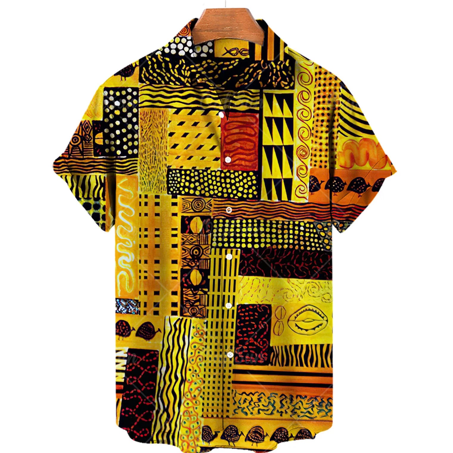 Hawaiian Shirt Summer African Men's Shirts Men Women Fashion Oversized Blouse Men's Vocation Lapel Shirt Beach Camisas Unisex CS2024XQ2642